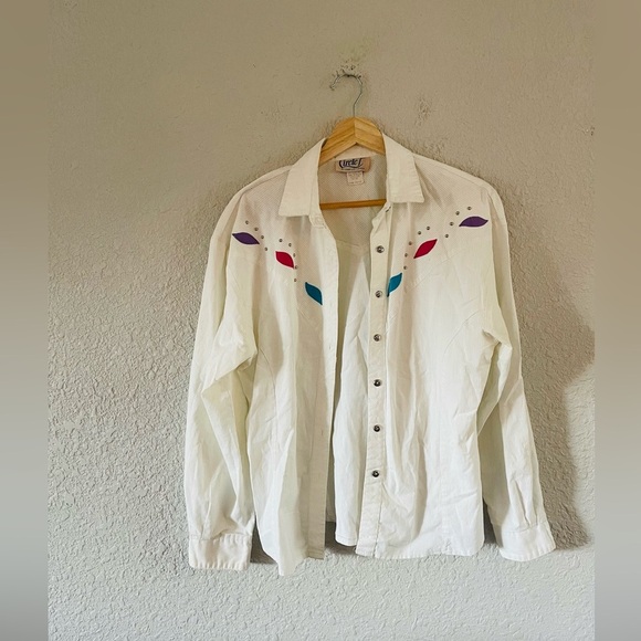 Vintage Tops - Vintage Button up Circle T Western Long Sleeve Top